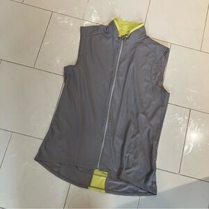 MEC Gray and Yellow Sleeveless Zip-Up Vest.  Great for exercise, running&biking!